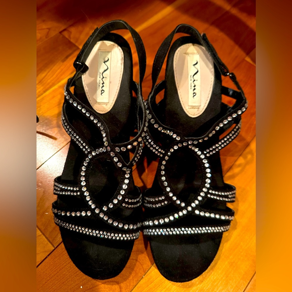 Black Blinged Sandals Size 8 from Nina's